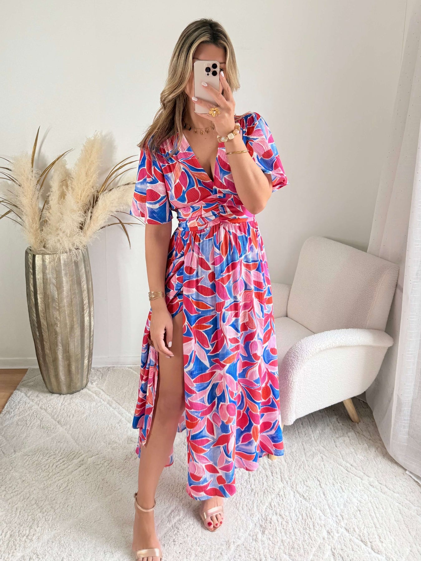Robe longue fendue colorée - Indira