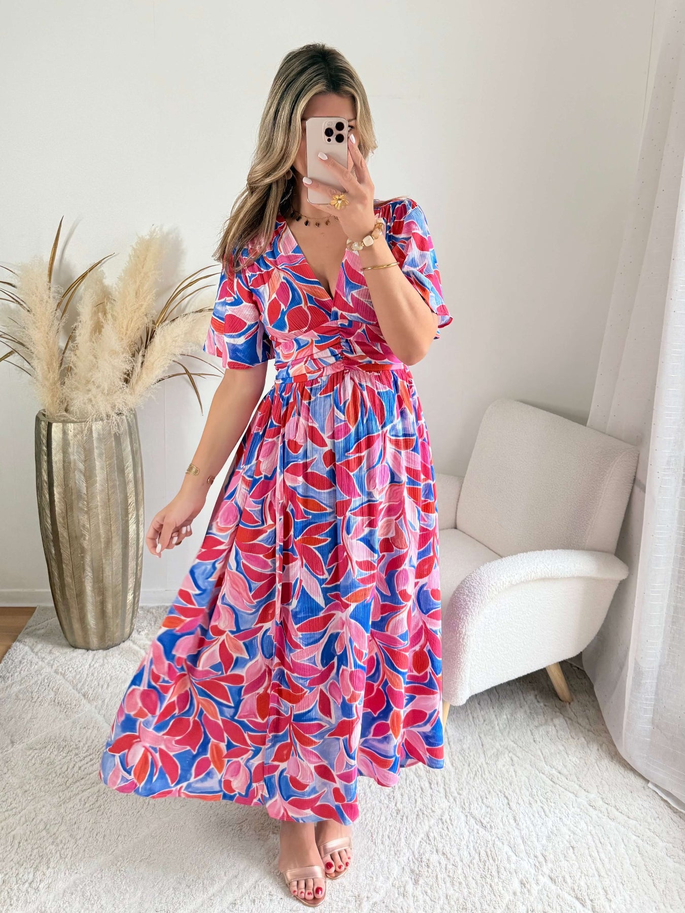 Robe longue fendue colorée - Indira