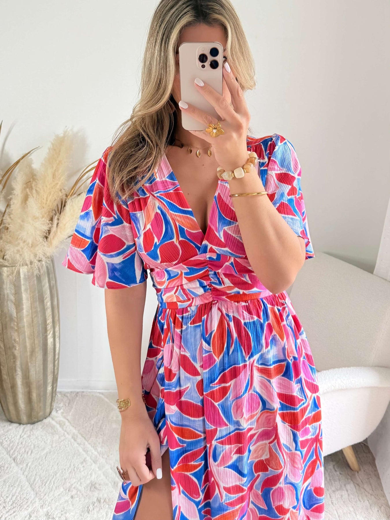 Robe longue fendue colorée - Indira