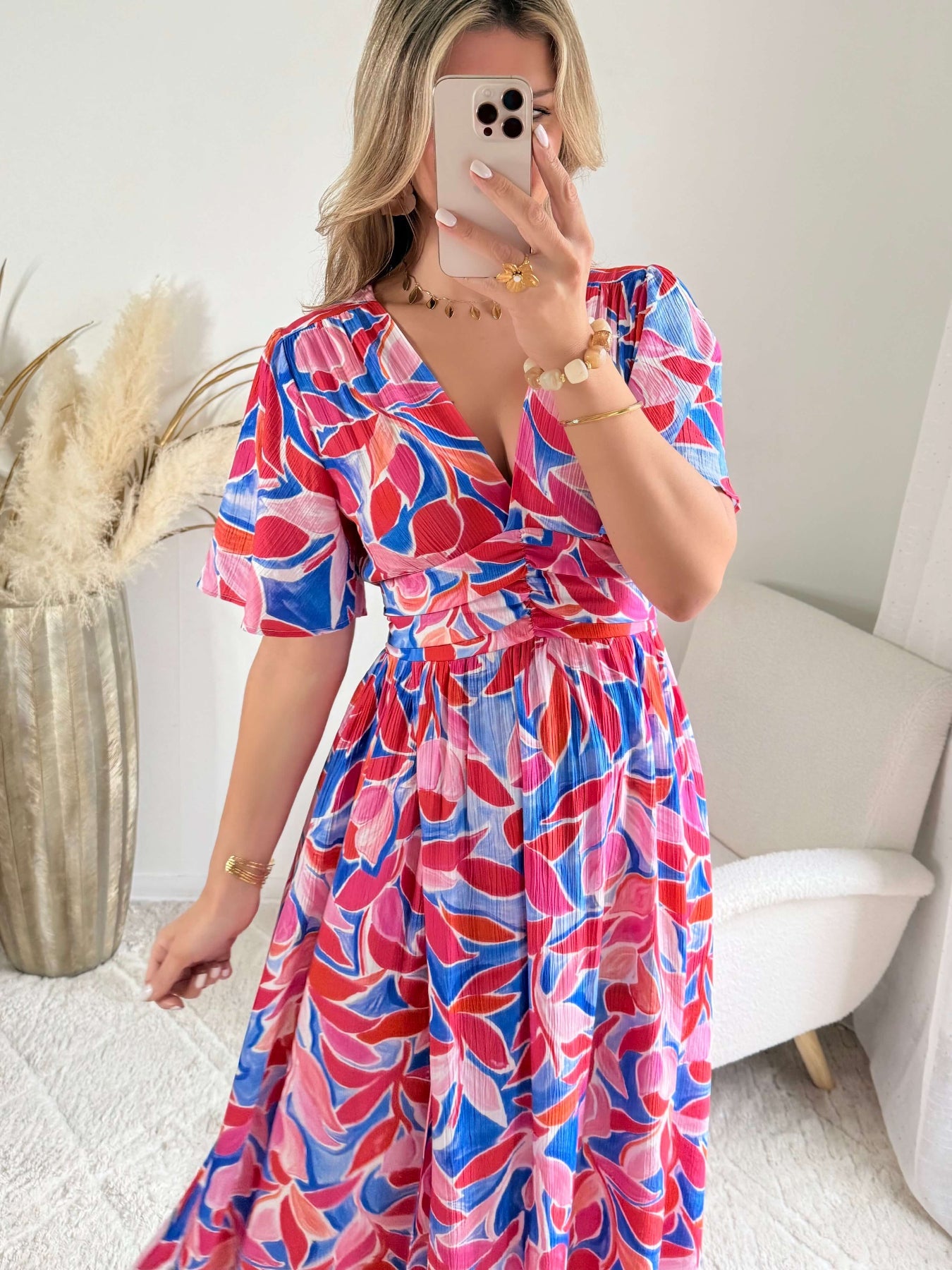 Robe longue fendue colorée - Indira