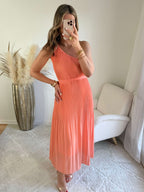 Robe plissée corail - Louisa