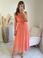 Robe plissée corail - Louisa