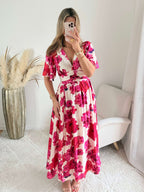 Robe longue fendue fleurie - Anaïs