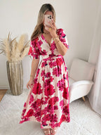 Robe longue fendue fleurie - Anaïs