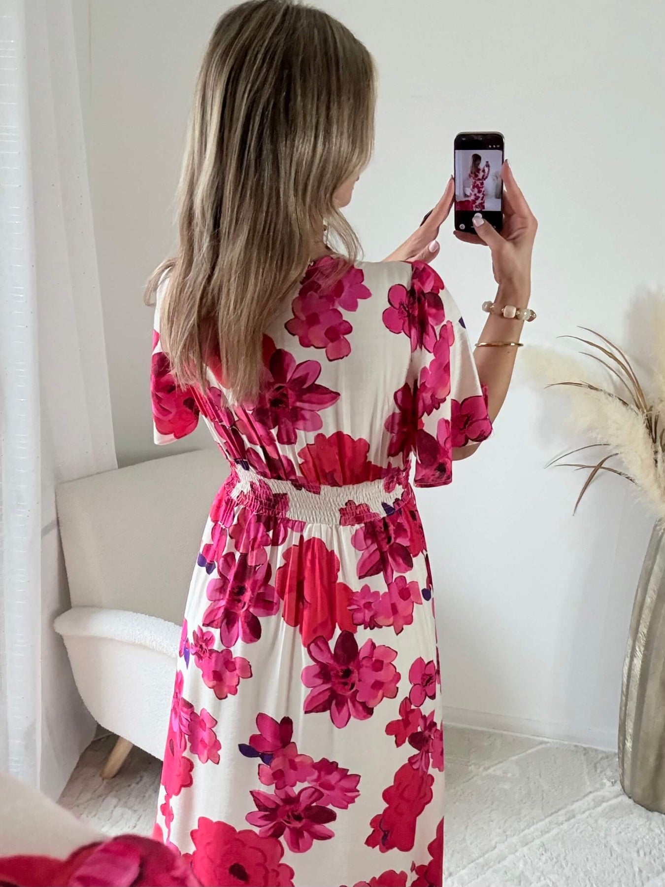 Robe longue fendue fleurie - Anaïs