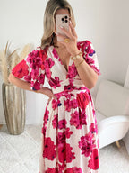 Robe longue fendue fleurie - Anaïs