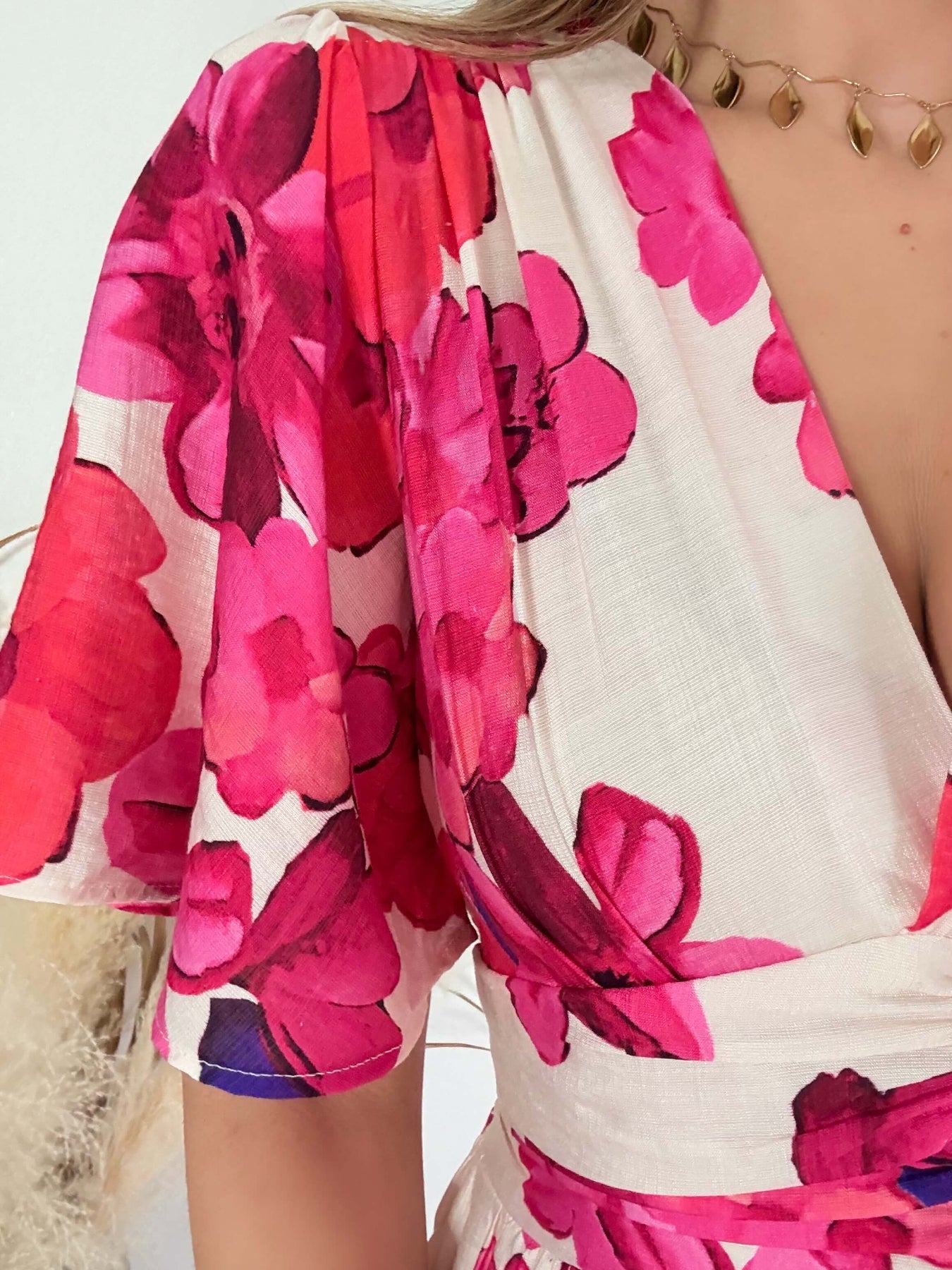 Robe longue fendue fleurie - Anaïs