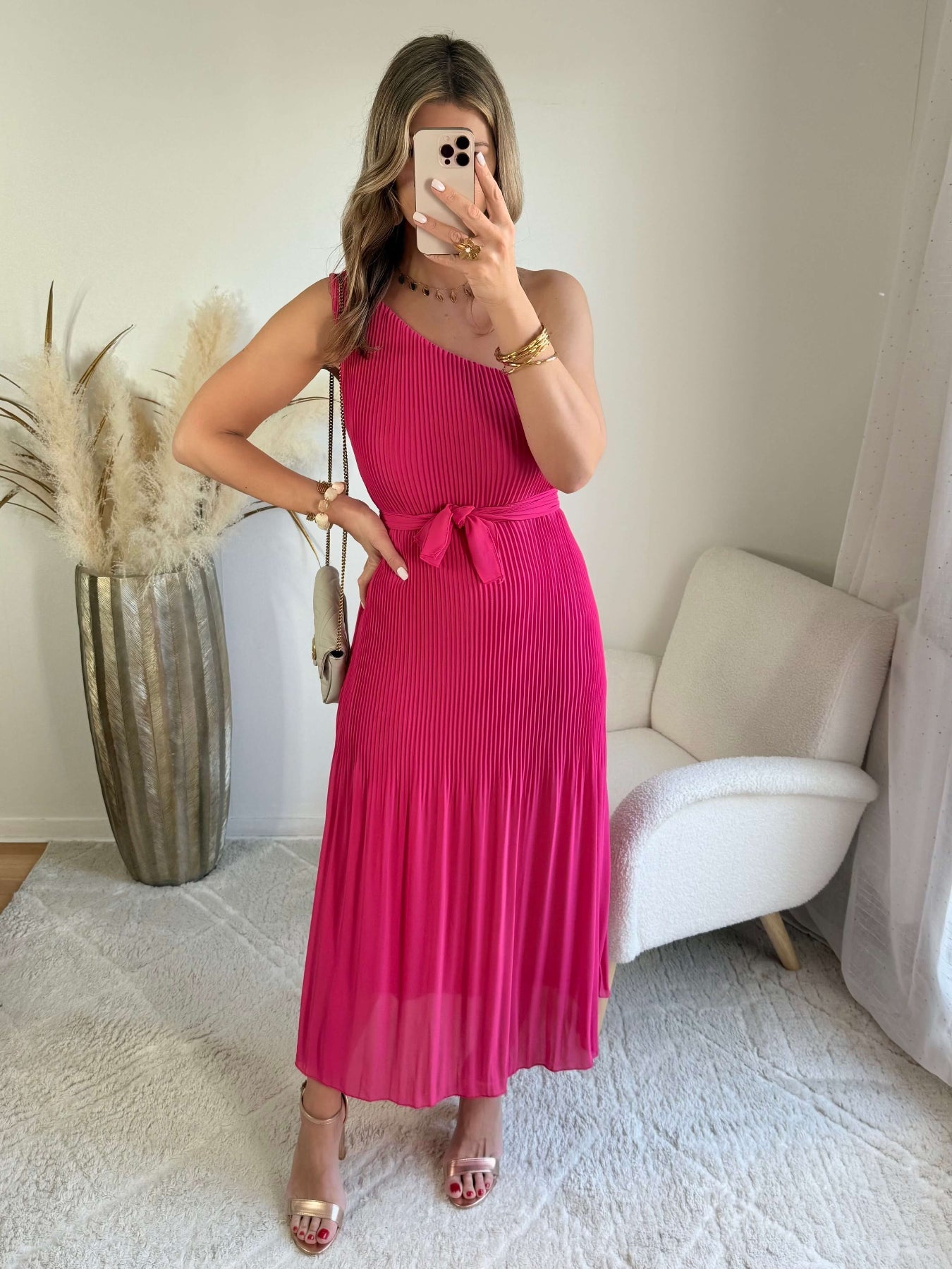 Robe plissée framboise - Louisa