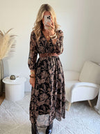 Robe longue marron dorée - Alys