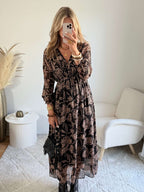 Robe longue marron dorée - Alys