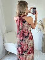 Robe longue plissée bordeaux Capucine