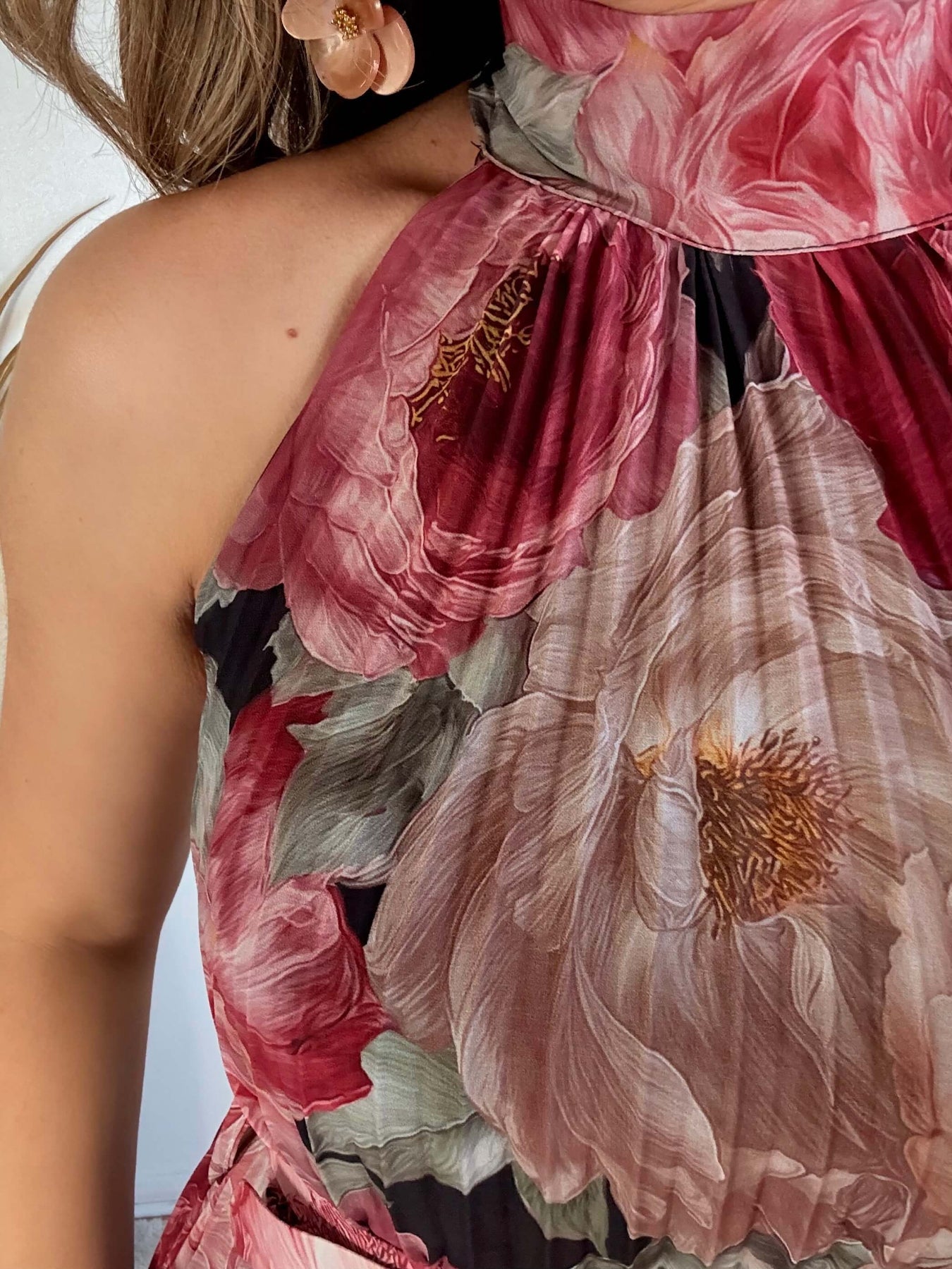 Robe longue plissée bordeaux Capucine