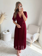 Robe plissée bordeaux - Ana