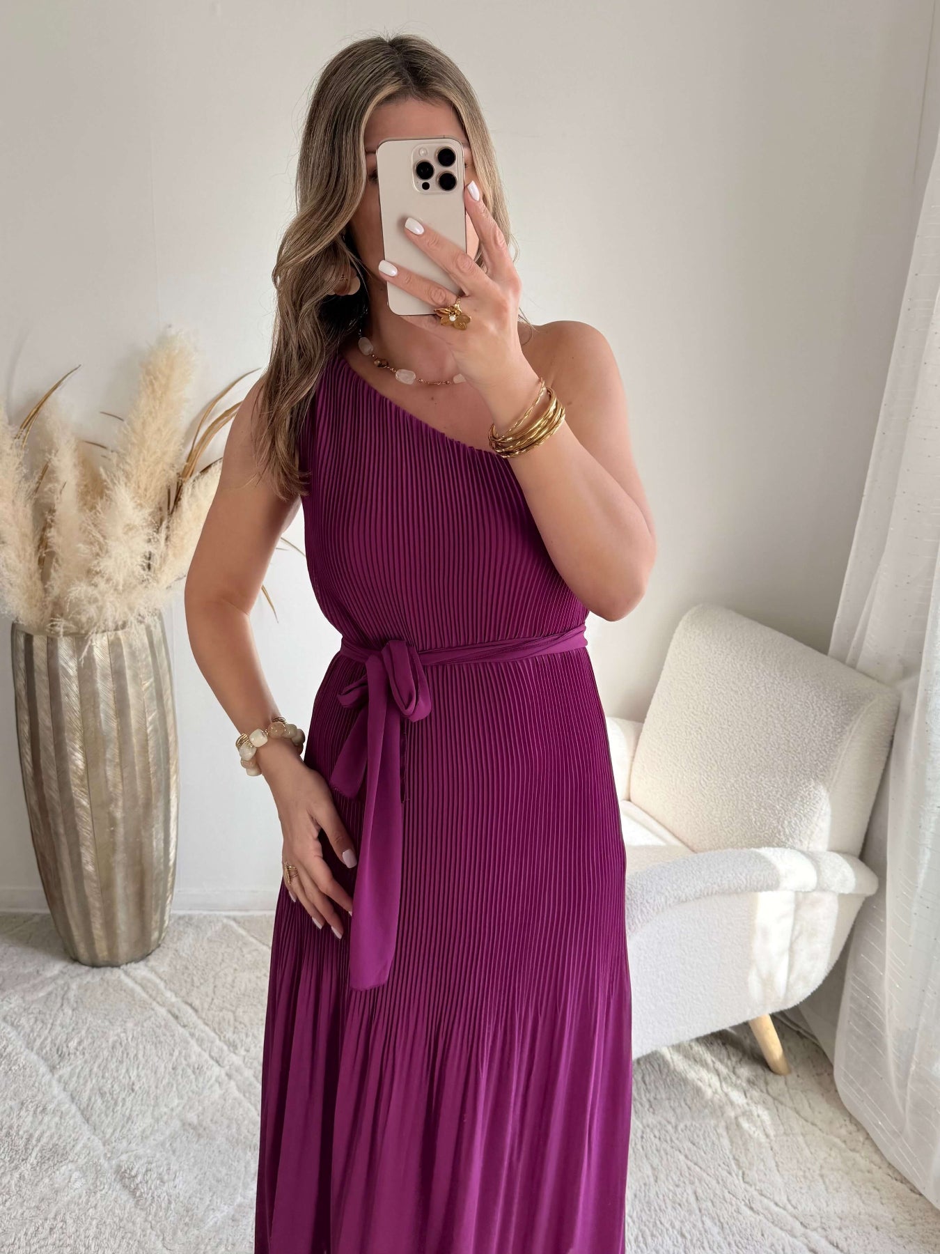 Robe plissée prune - Louisa