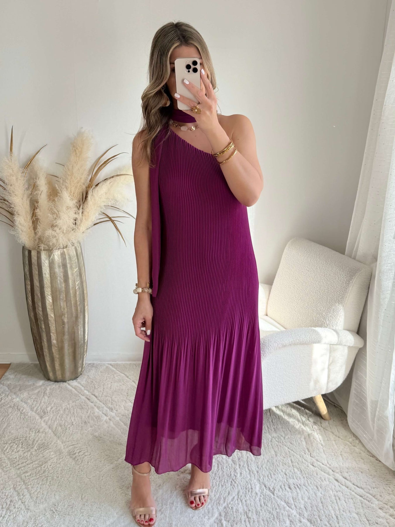 Robe plissée prune - Louisa