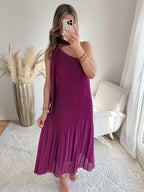 Robe plissée prune - Louisa