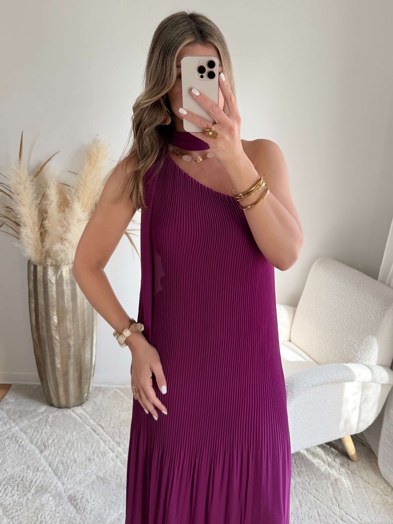 Robe plissée prune - Louisa