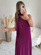 Robe plissée prune - Louisa