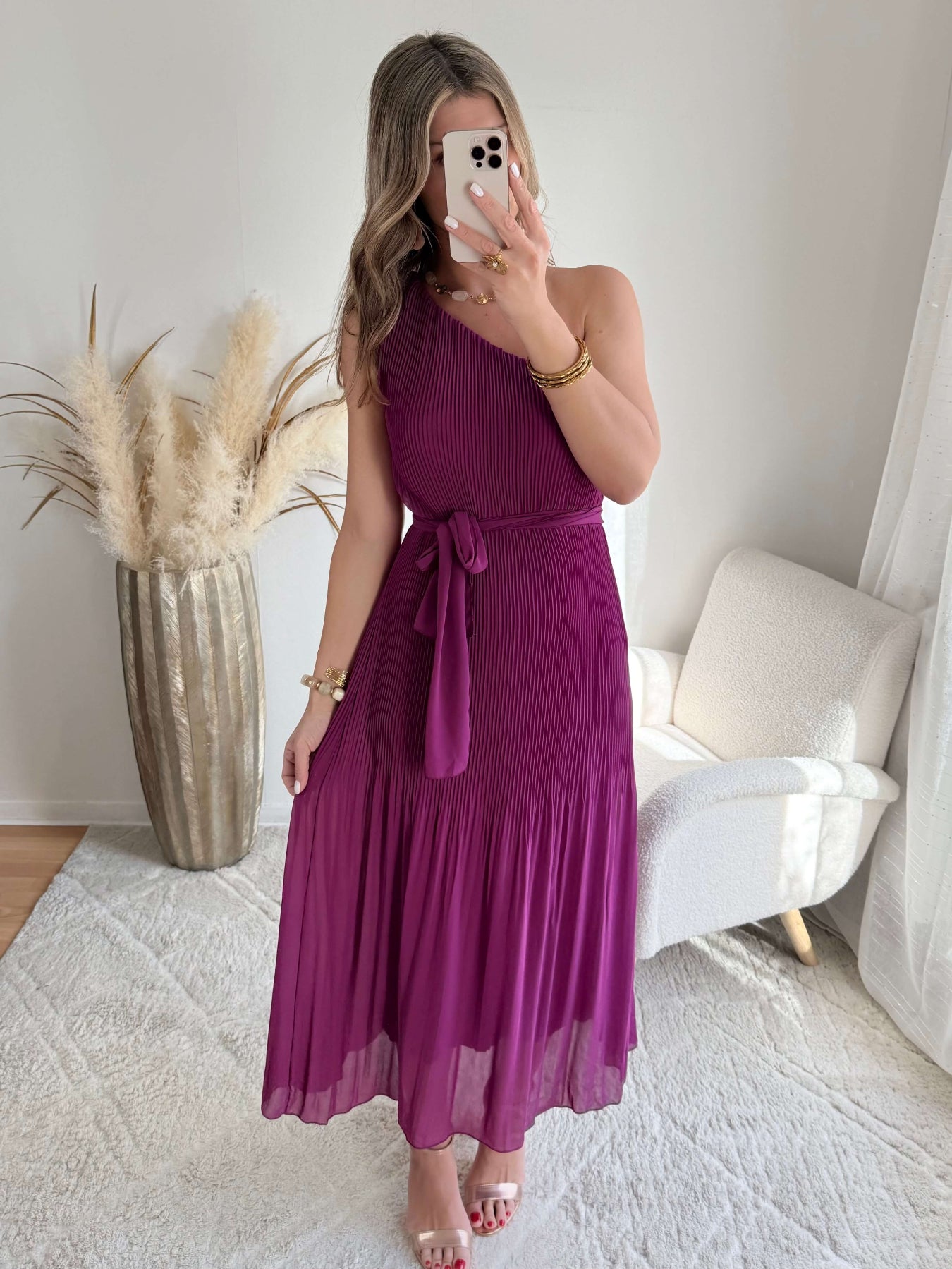 Robe plissée prune - Louisa