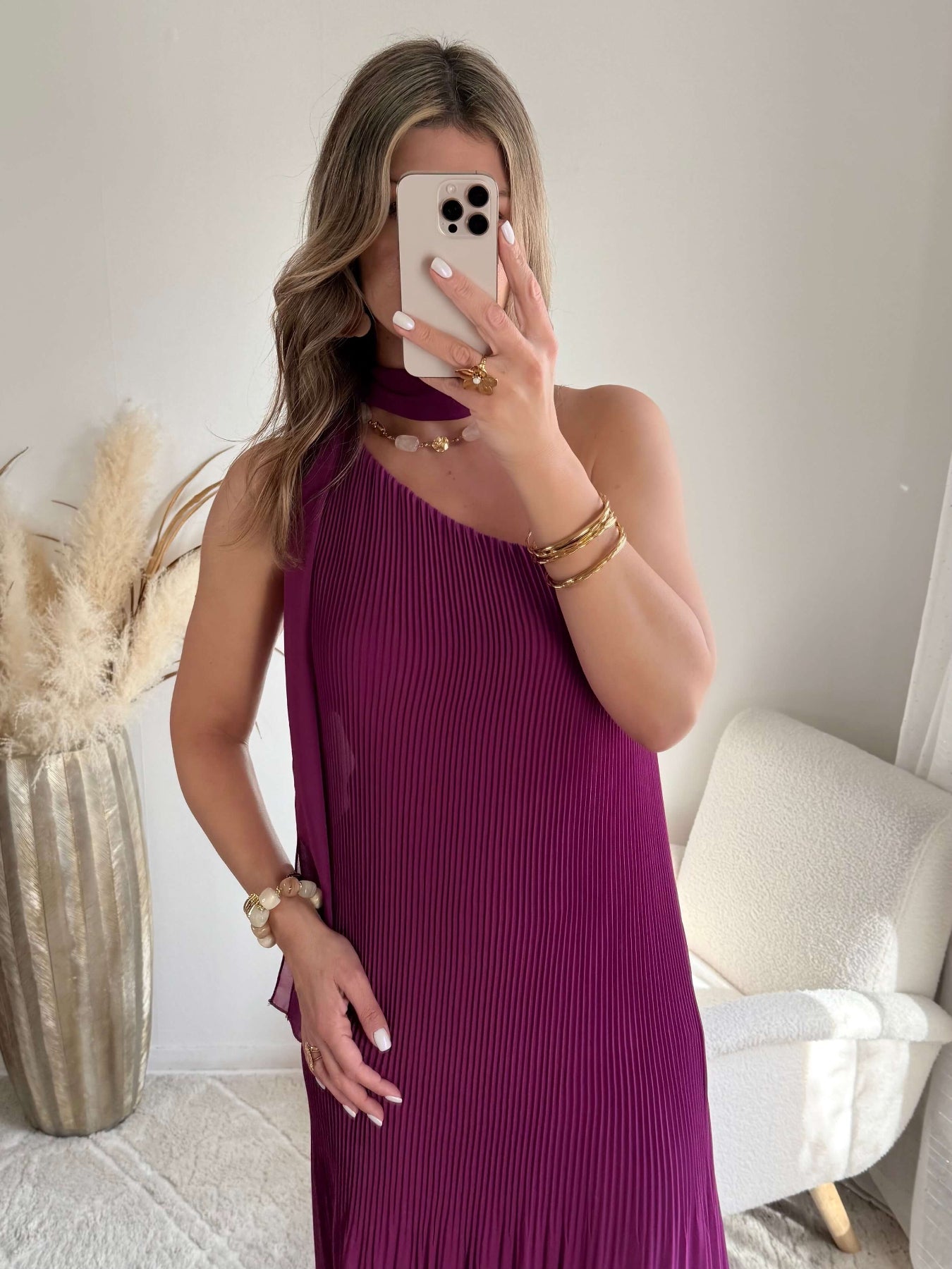 Robe plissée prune - Louisa