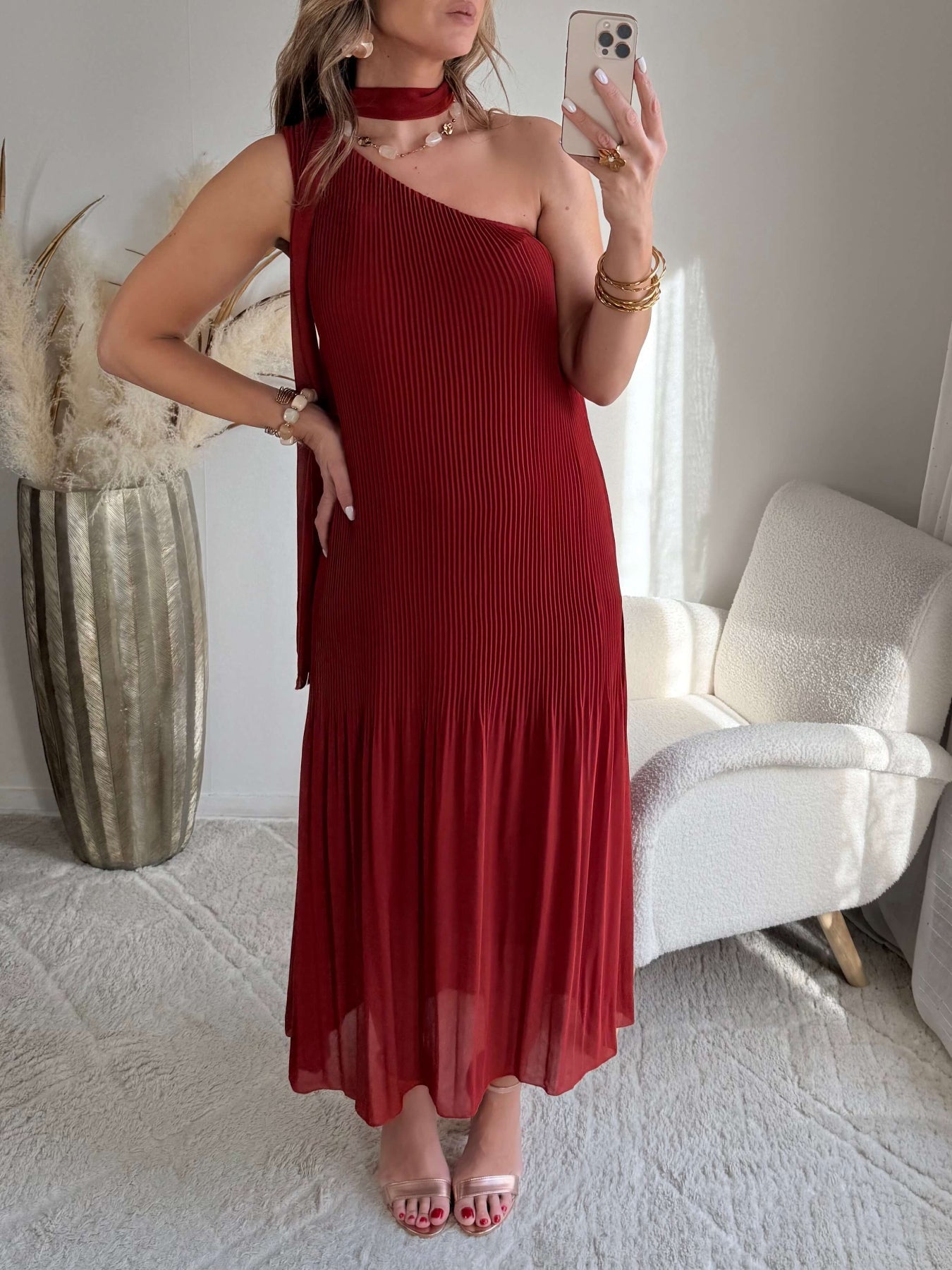 Robe plissée terracotta - Louisa