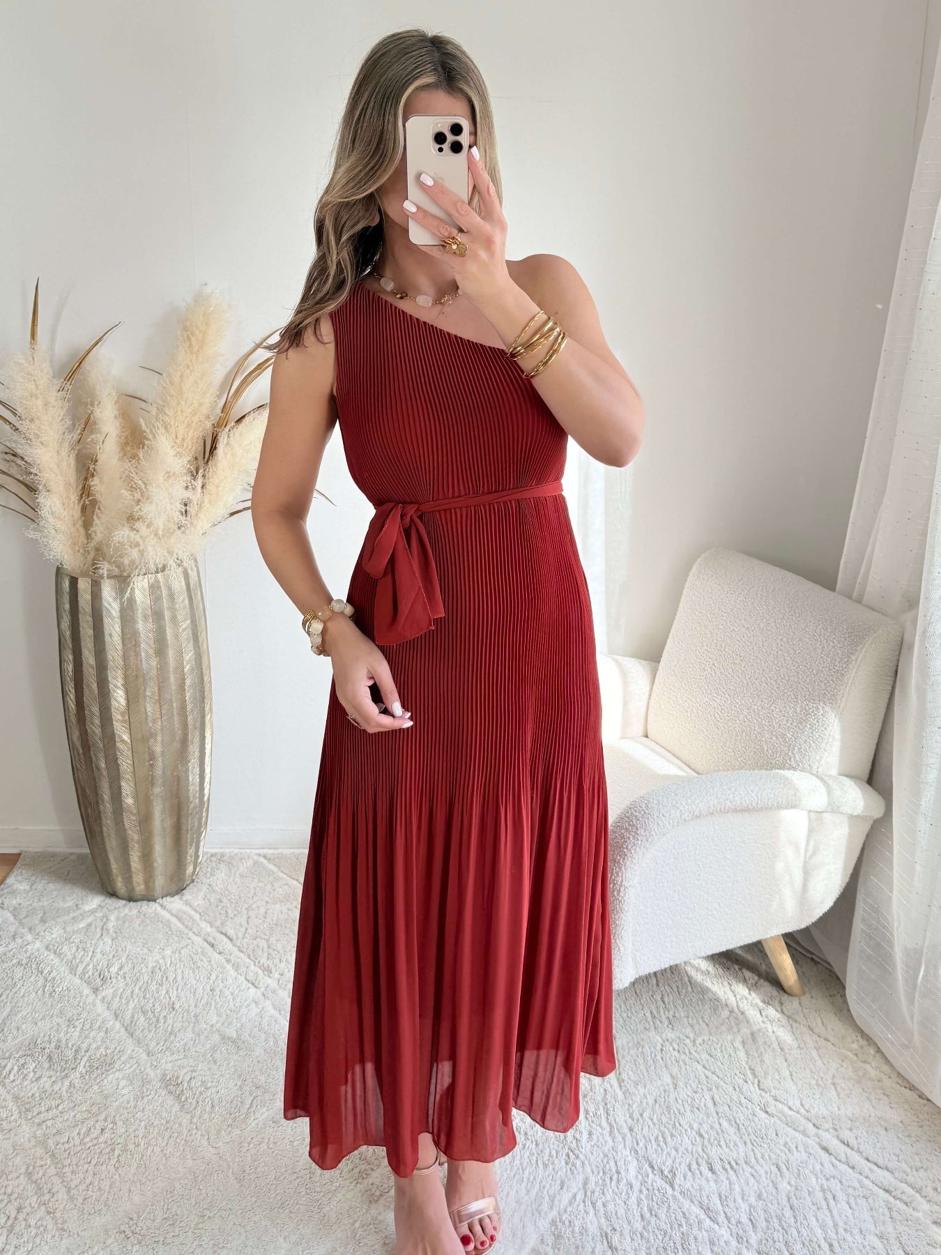 Robe plissée terracotta - Louisa