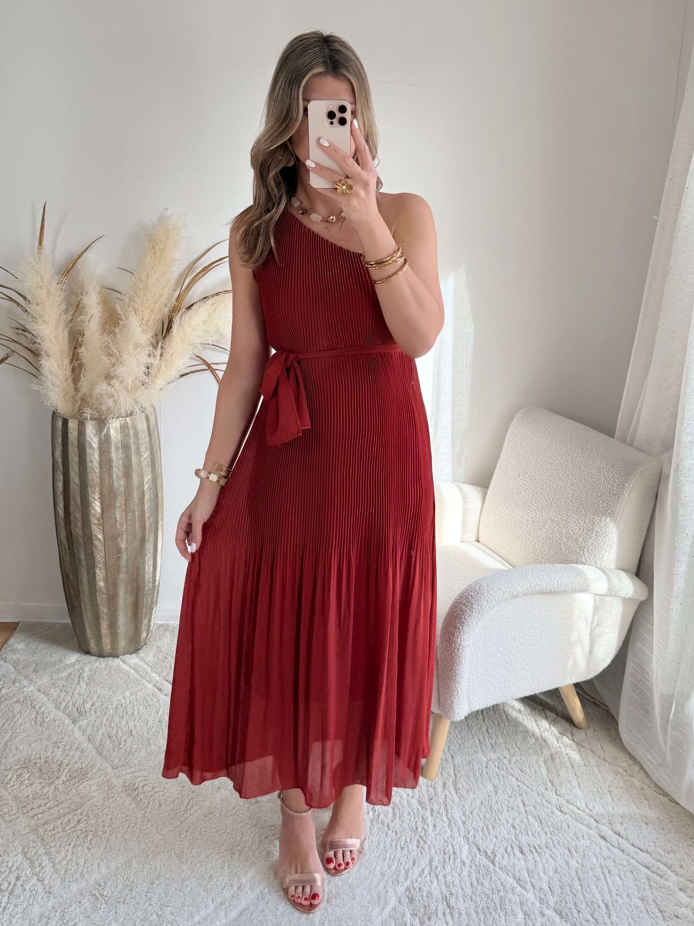 Robe plissée terracotta - Louisa