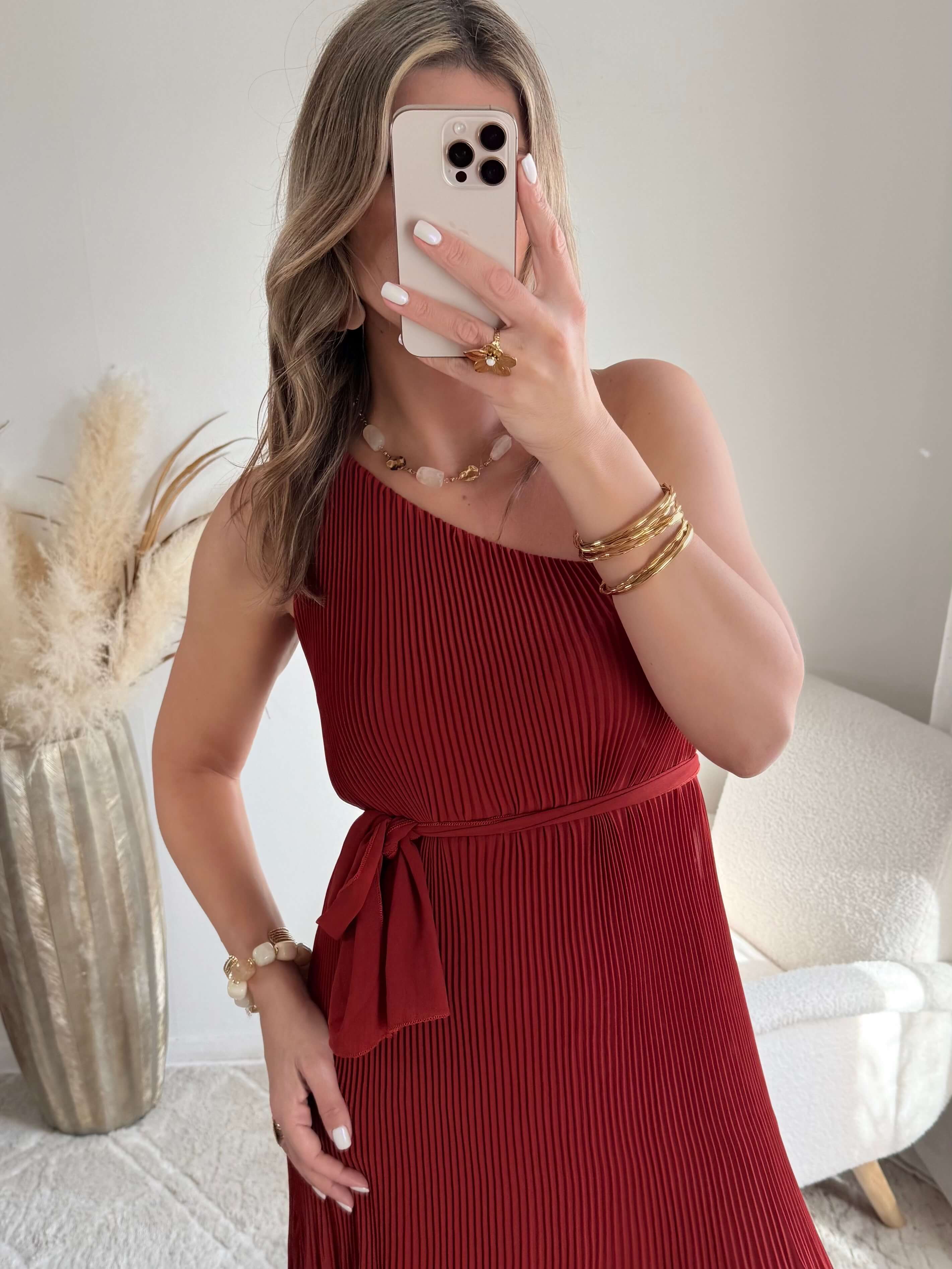 Robe plissée terracotta - Louisa