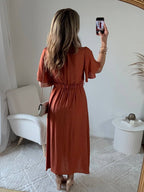 Robe fendue terracotta - Camille