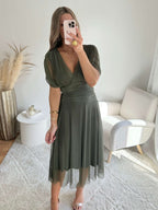 Robe en tulle kaki - Léna 