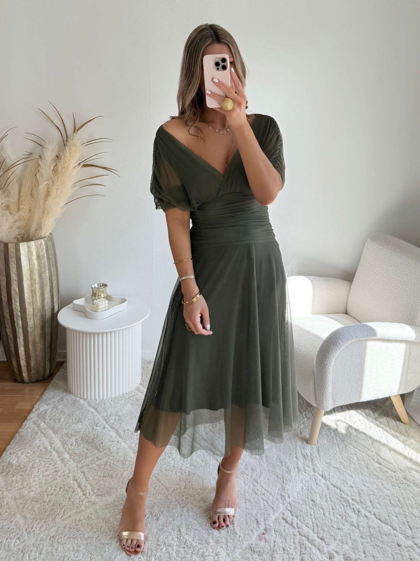 Robe en tulle kaki - Léna 