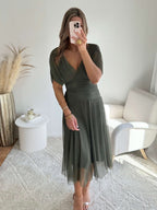 Robe en tulle kaki - Léna 