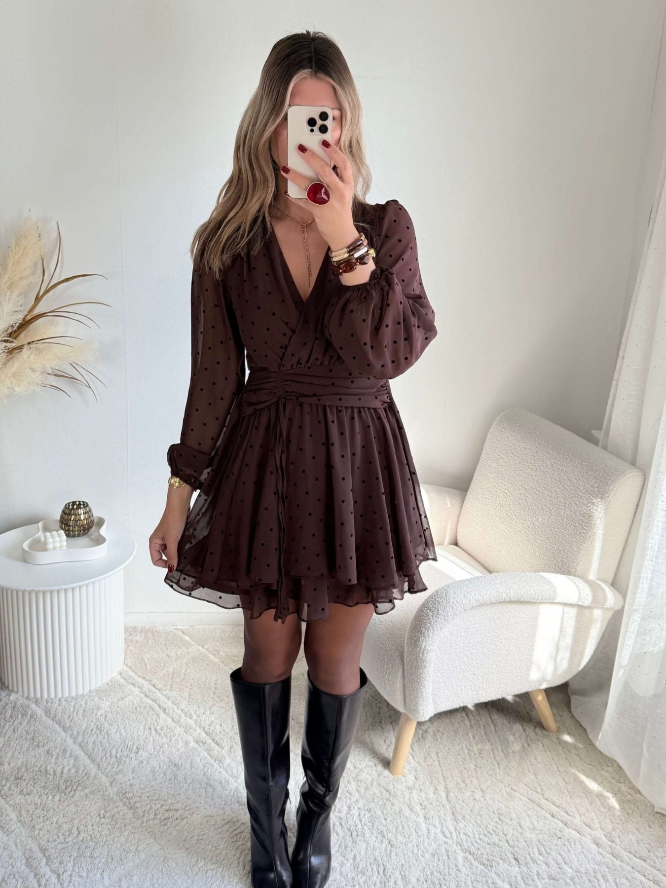 Robe marron à pois - Cali