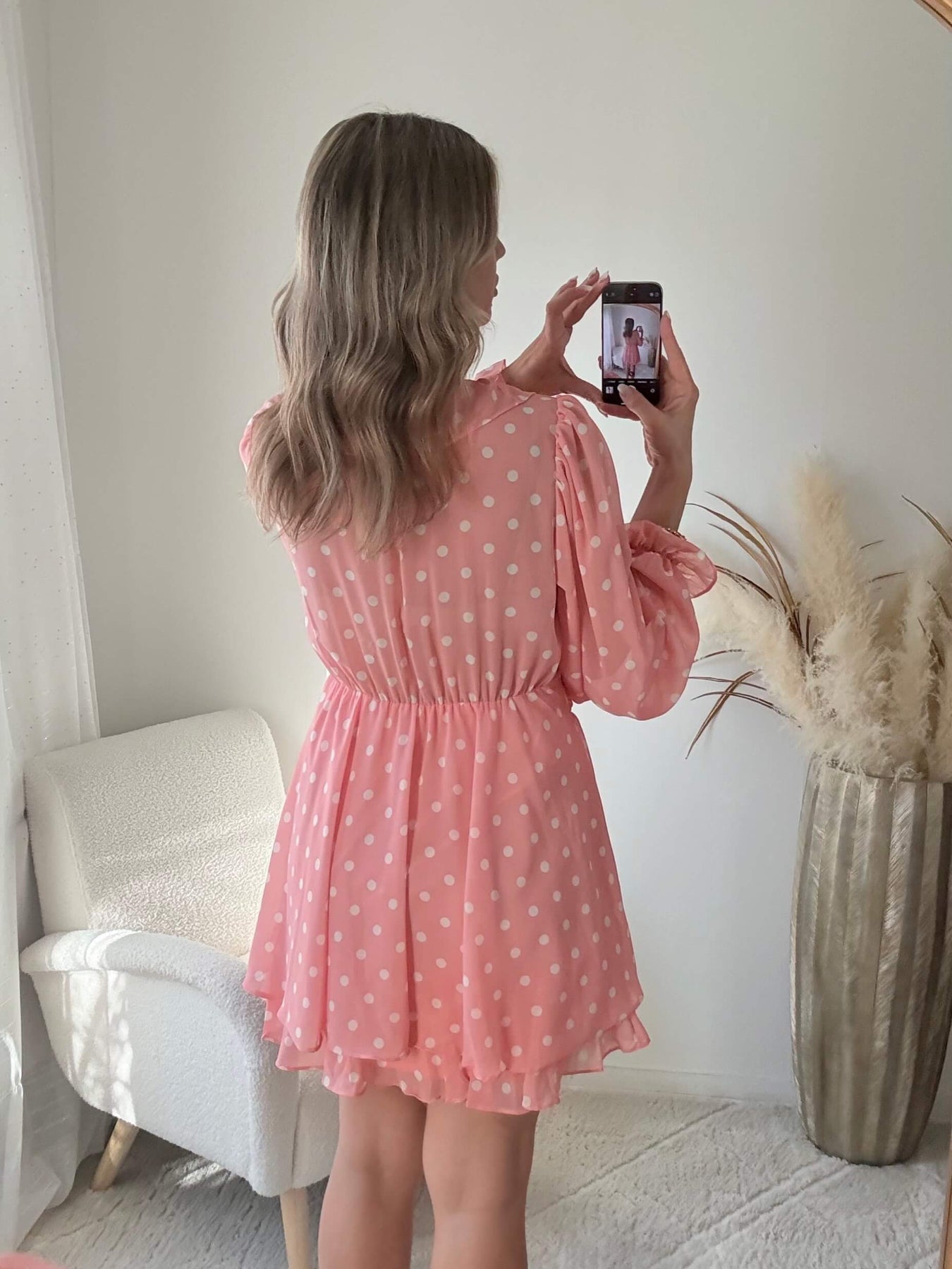 Robe bohème rose à pois - Louna