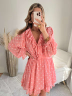 Robe bohème rose à pois - Louna