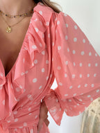 Robe bohème rose à pois - Louna
