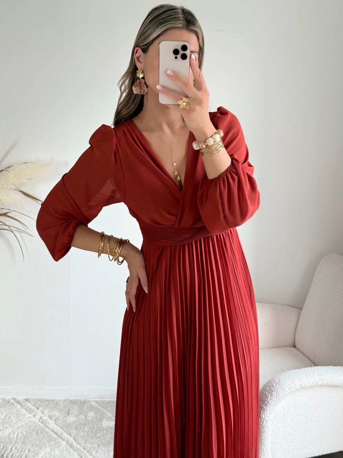 Robe longue terracotta - Angèle