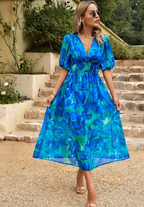 Élodie | Robe Midi Élégante à Fleurs Tendance Printanière