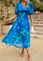 Élodie | Robe Midi Élégante à Fleurs Tendance Printanière