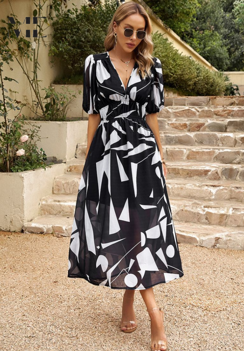 Élodie | Robe Midi Élégante à Fleurs Tendance Printanière