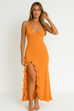 Élise | Robe Maxi de Mariage Décolleté Ruché Tendance Éclatant