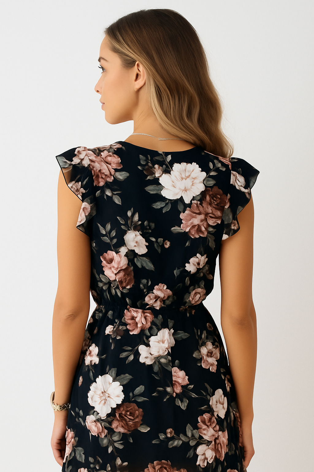 Léa | Robe Midi en Chiffon Froncé Tendance Élégant