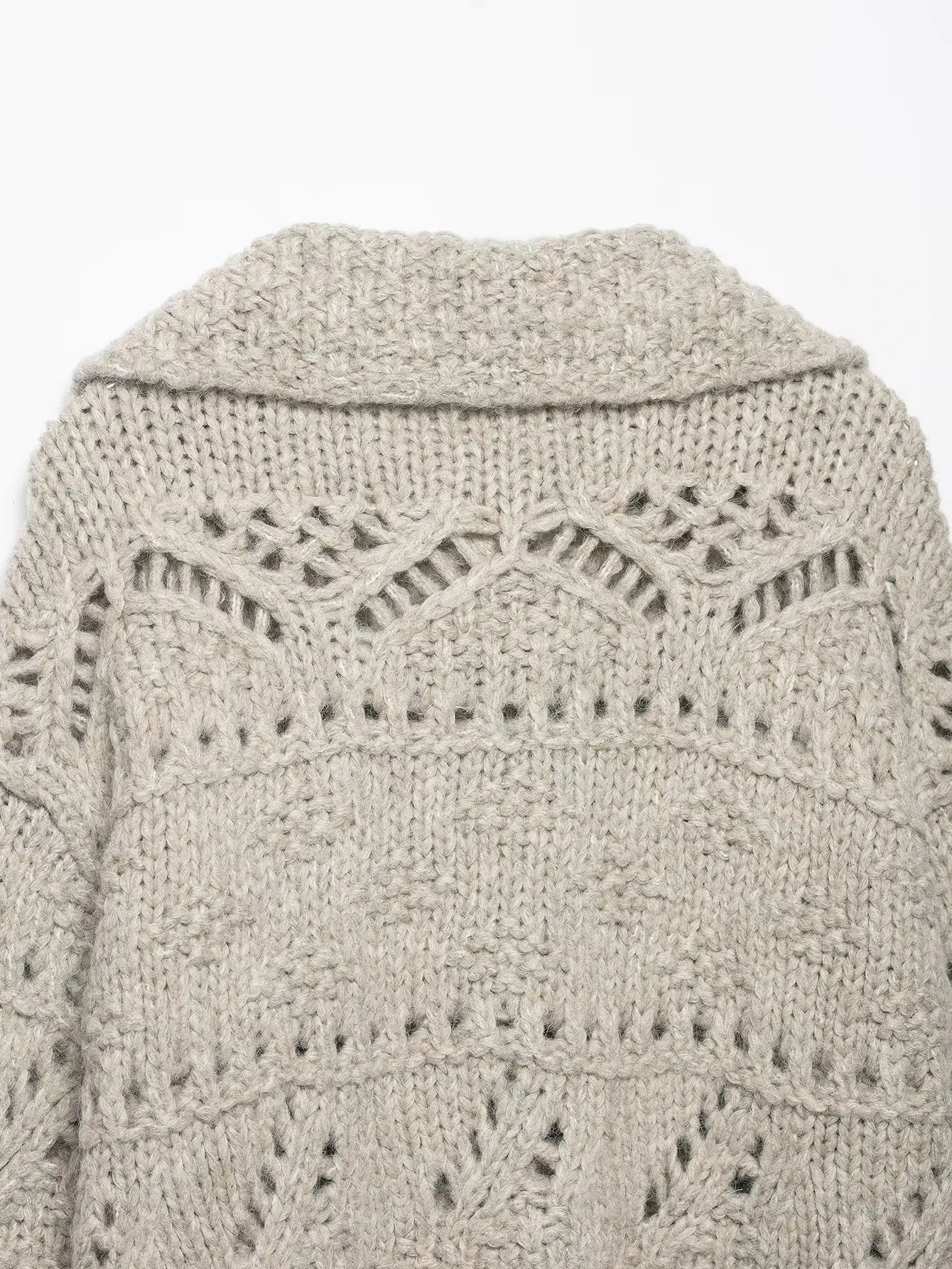 Cardigan En Maille Épaisse Pointelle