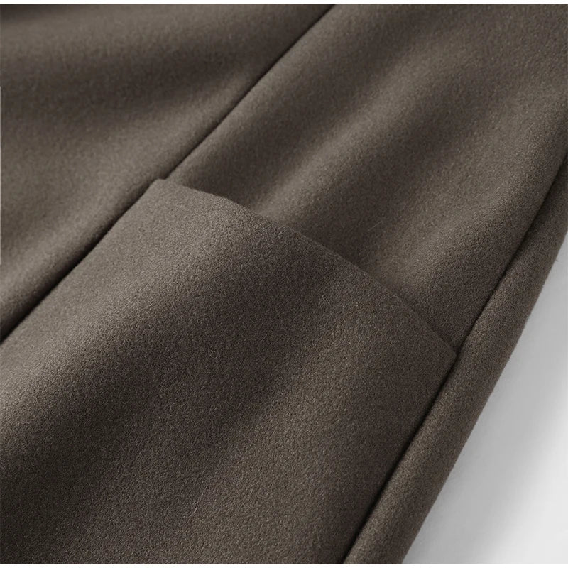 Manteau Long Femme Élégant à Col Montant