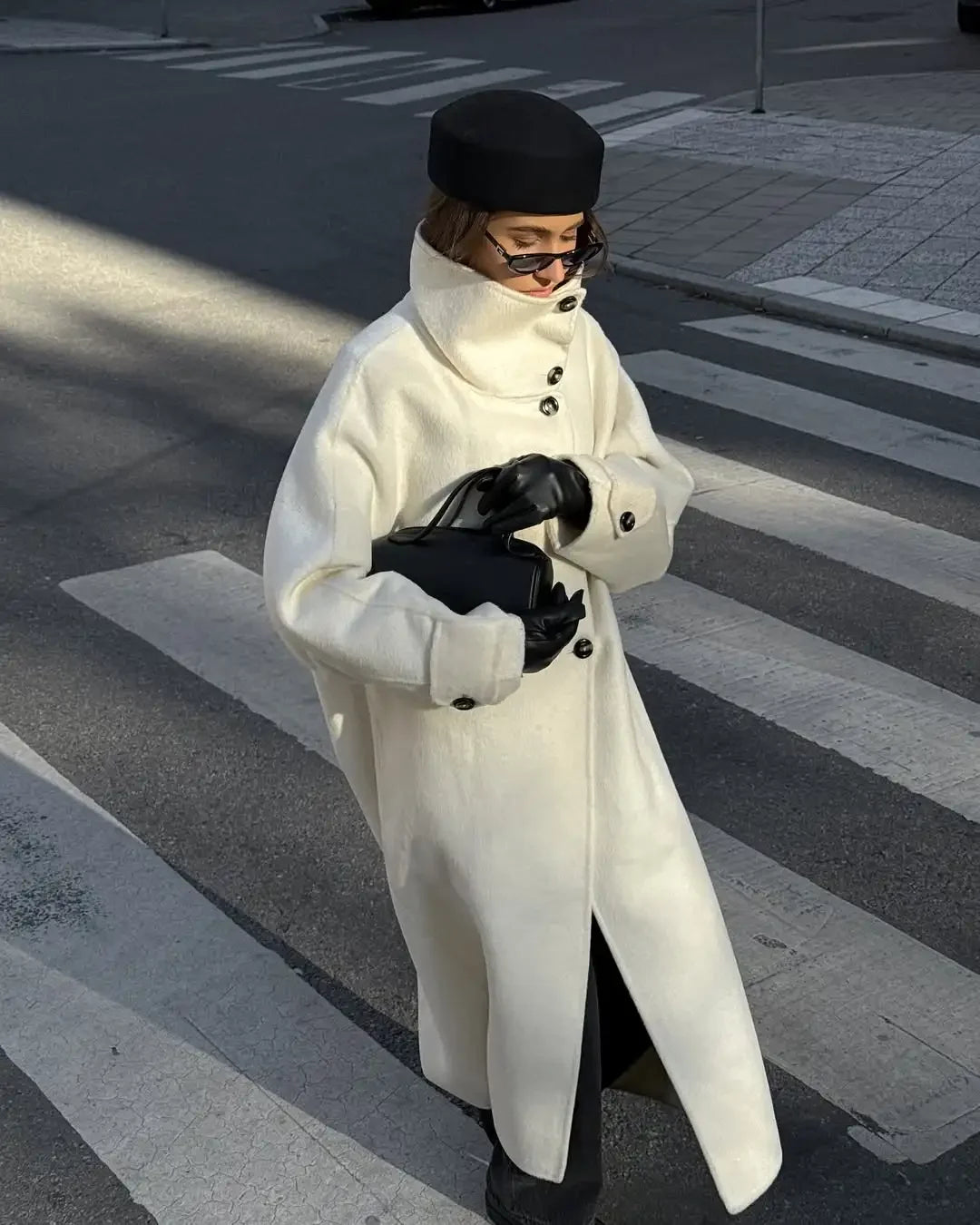 Manteau Long Femme à Col Montant