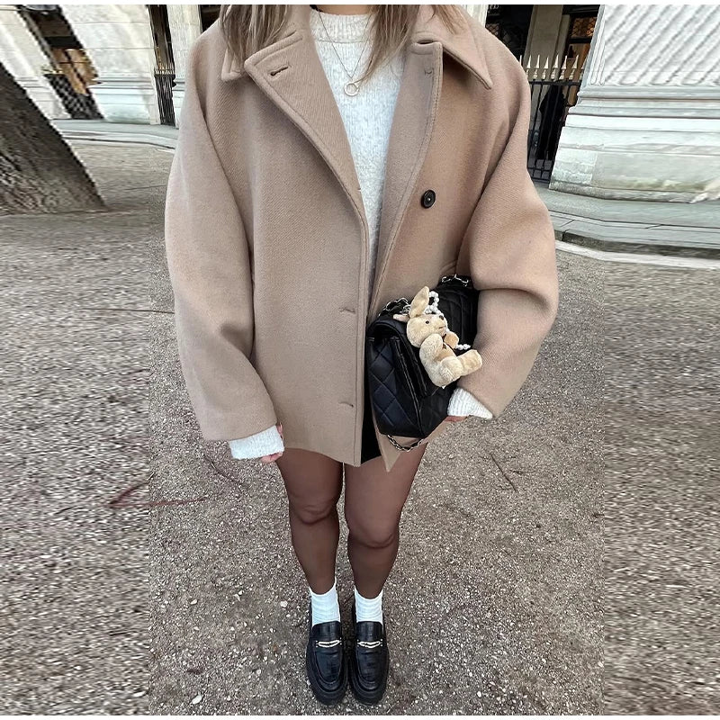 Manteau Femme Streetwear à Col Revers