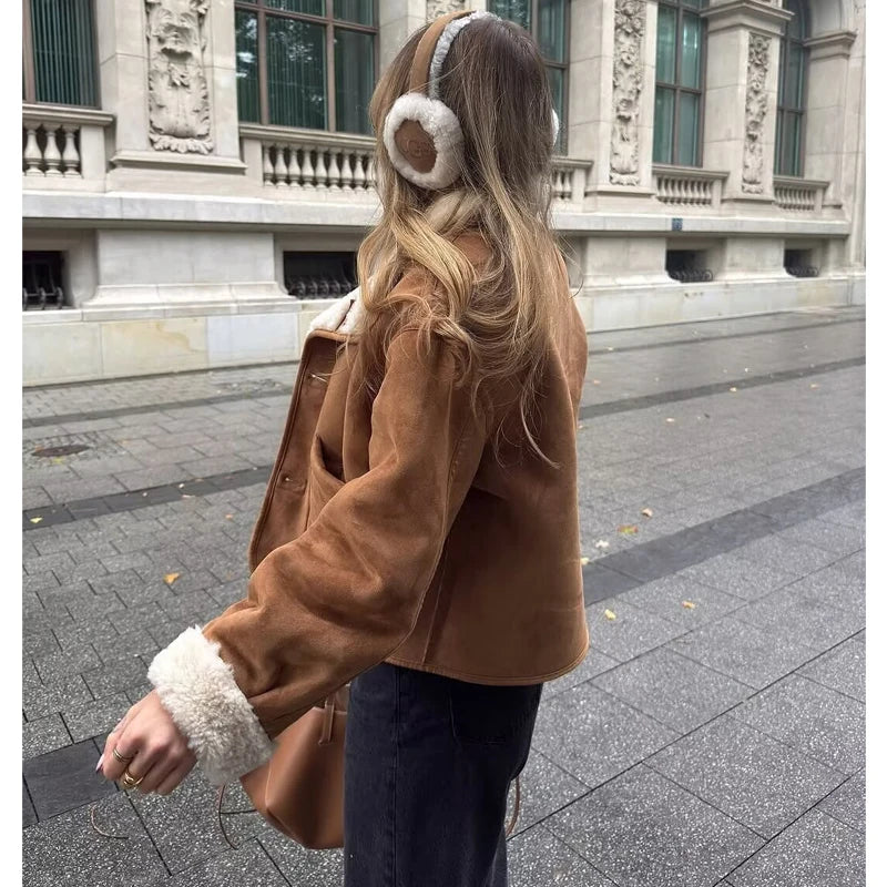 Veste Réversible Fausse Fourrure & Effet Suédine