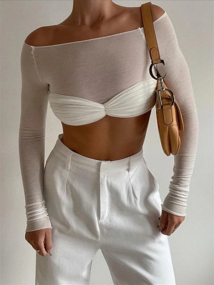 Kendall | Haut en Maille Transparent Tendance Effortless