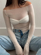 Kendall | Haut en Maille Transparent Tendance Effortless
