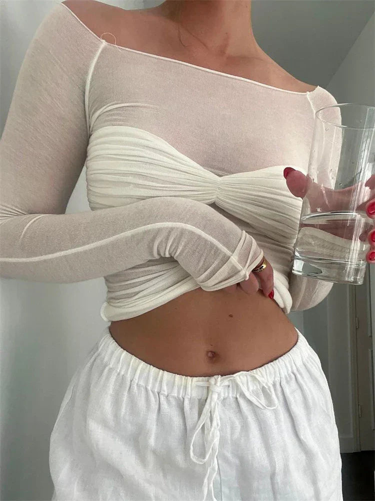 Kendall | Haut en Maille Transparent Tendance Effortless